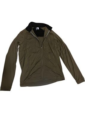 ibex Olive Green Men’s Lightweight Full-Zip Shirt Jacket with Black Collar